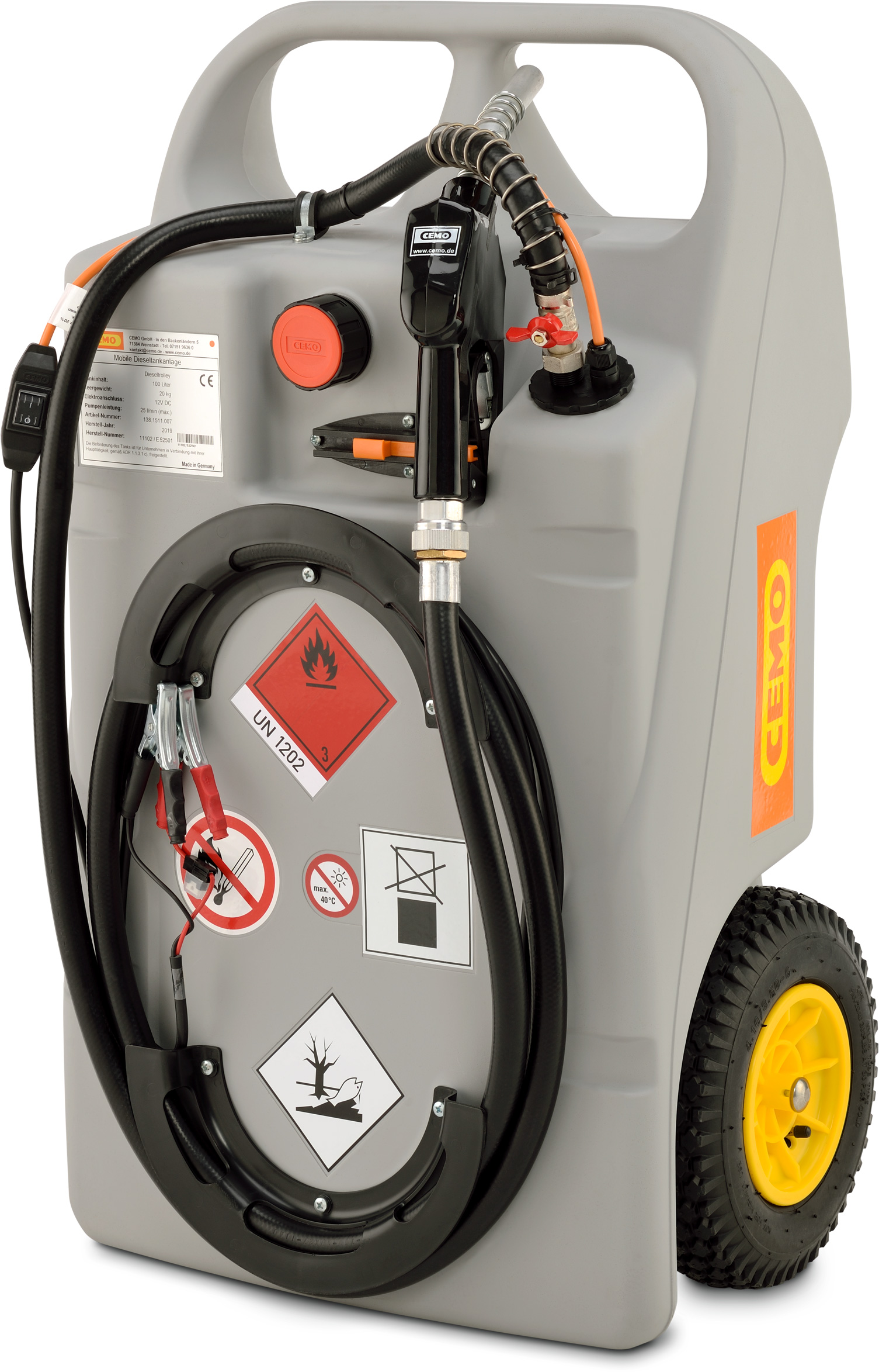 Trolley für Diesel mit Elektropumpe CENTRI SP30 – Beispiel 100 Liter Inhalt