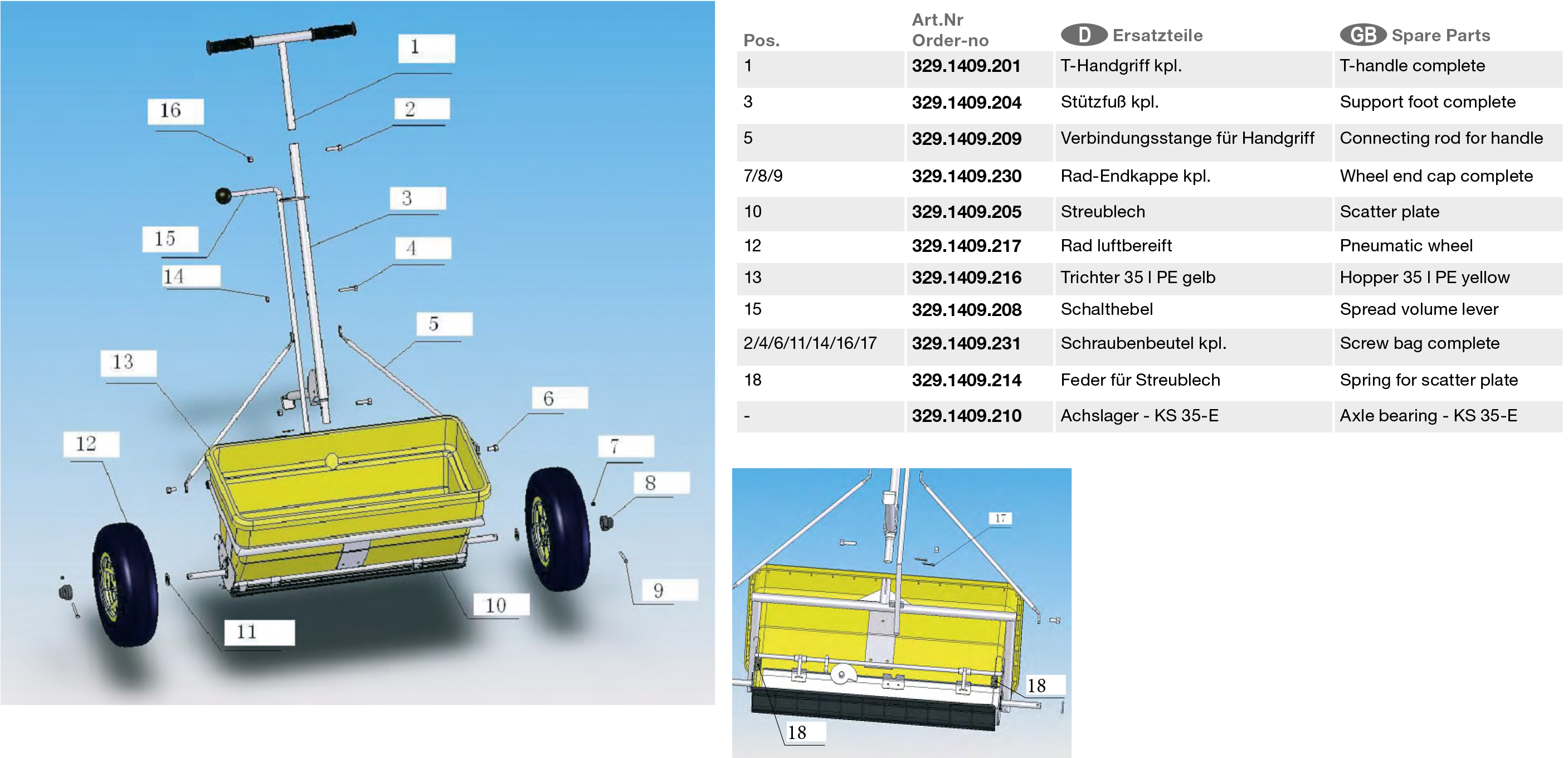 Feder für Streublech Cemo Streuwagen Ersatzteil-Zeichnung Position: 18